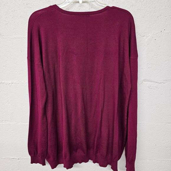 Cyrus Womens Sweater Size XL Pink Raspberry Beaded Neckline Dressy Office Party - Picture 5 of 9